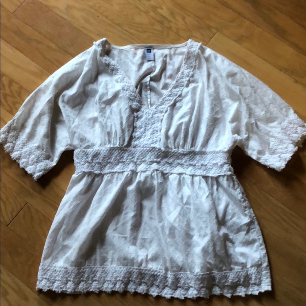 Gap White Embroidered Top
